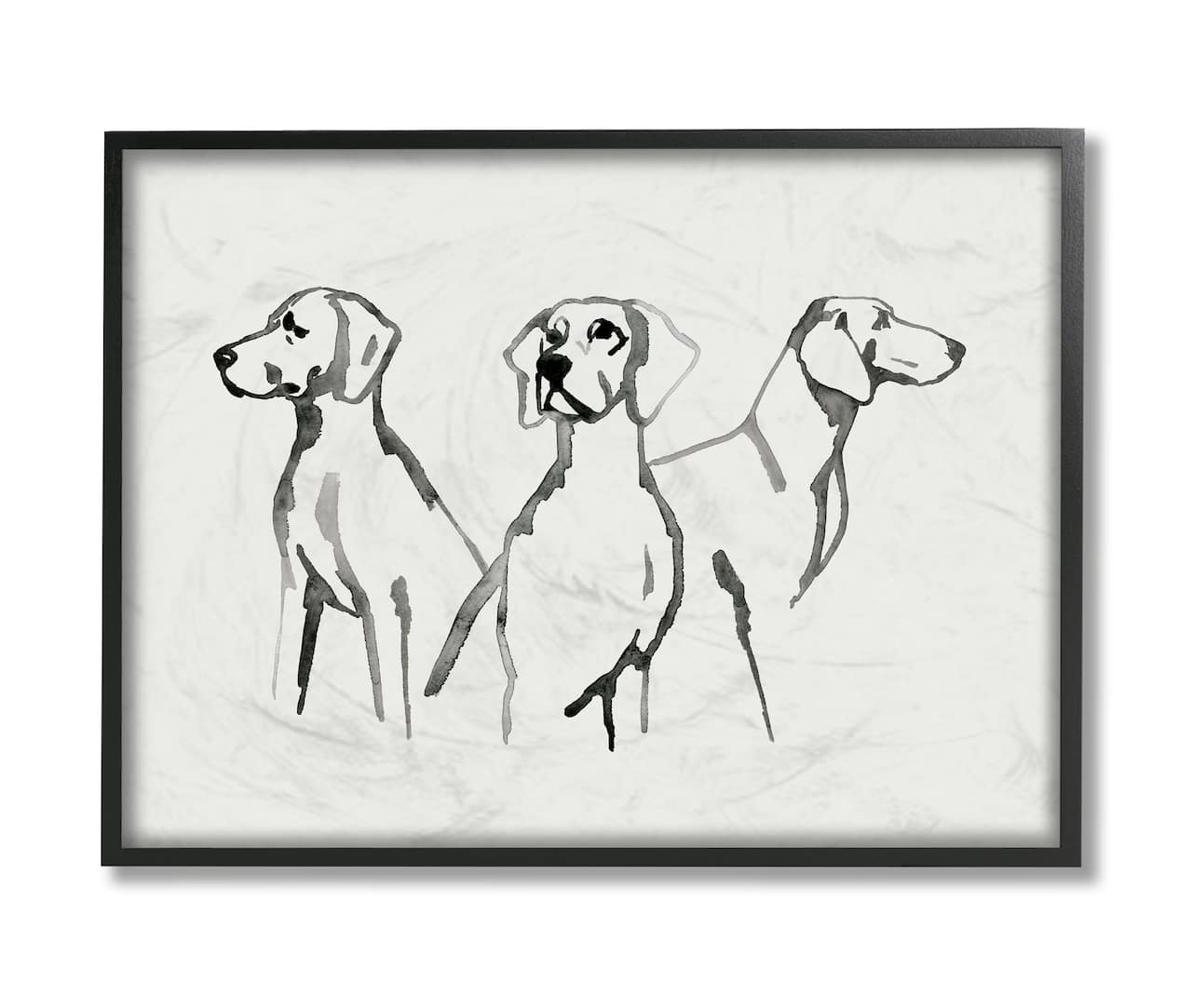 Stupell Industries Trio of Dogs Wall Art in Black Frame